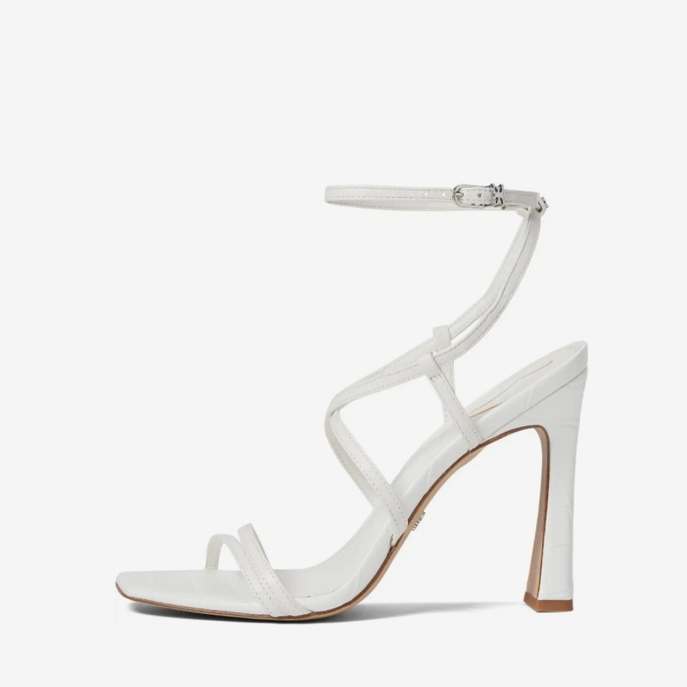 Sam Edelman Lela Strappy High Heels White Leather New In Box - Picture 3 of 17